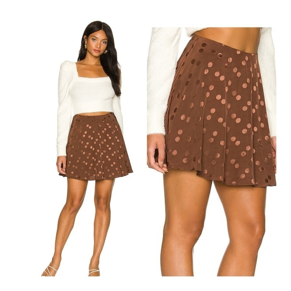 LPA | Emily Skirt Satin Polka Dot Nutella Brown & Built In Shorts Brown | S